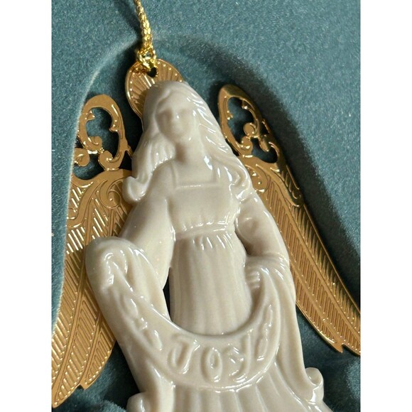 Lenox Laurels Joy Porcelain Angel and Lenox Joy Silver Christmas Tree Ornaments - Picture 5 of 12